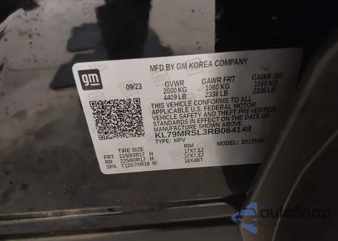 2024 Chevrolet Trailblazer Awd Lt z USA, uszkodzony, nr VIN KL79MRSL3RB064149